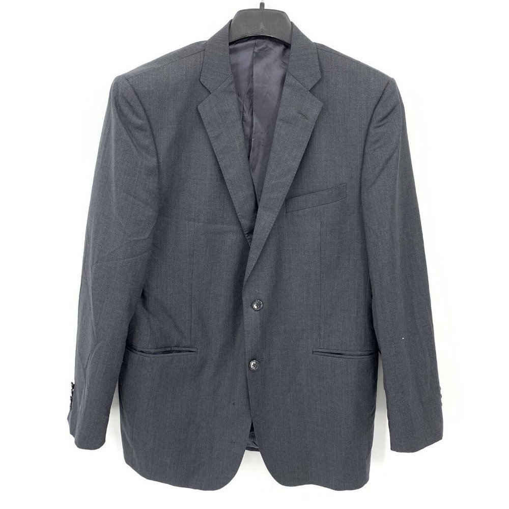Black Saks Fifth Avenue Ermenegildo Zegna Wool Slim Blazer Gray 2 Button 44L - Picture 1 of 4